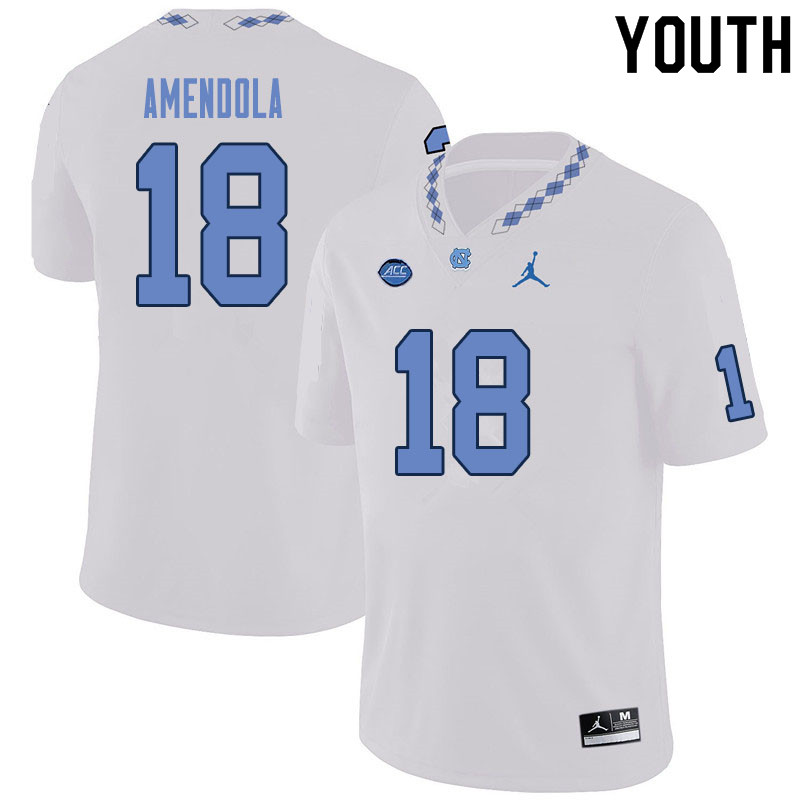 Youth #18 Vincent Amendola North Carolina Tar Heels College Football Jerseys Sale-White